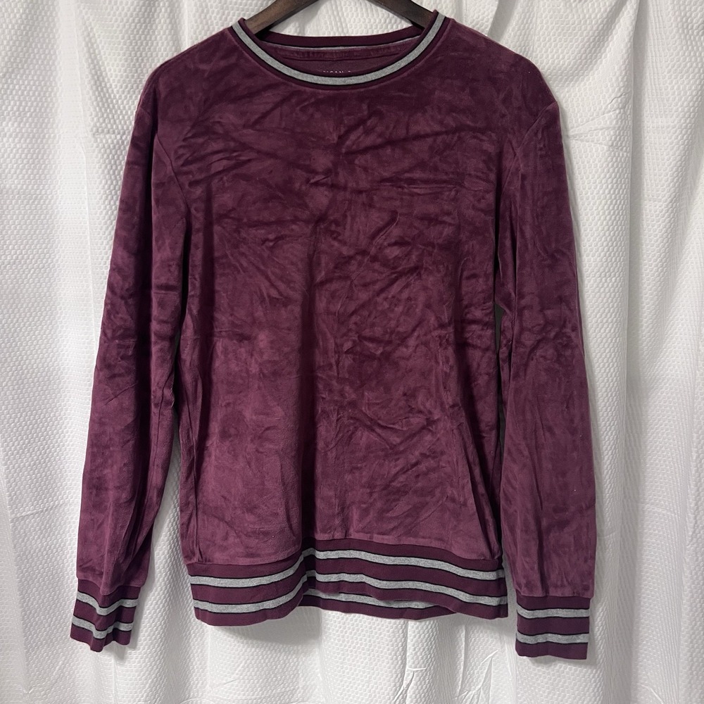 American Eagle Sweatshirt Men's S Standard Fit‎ Velour Pullover Cuffed Retro Red